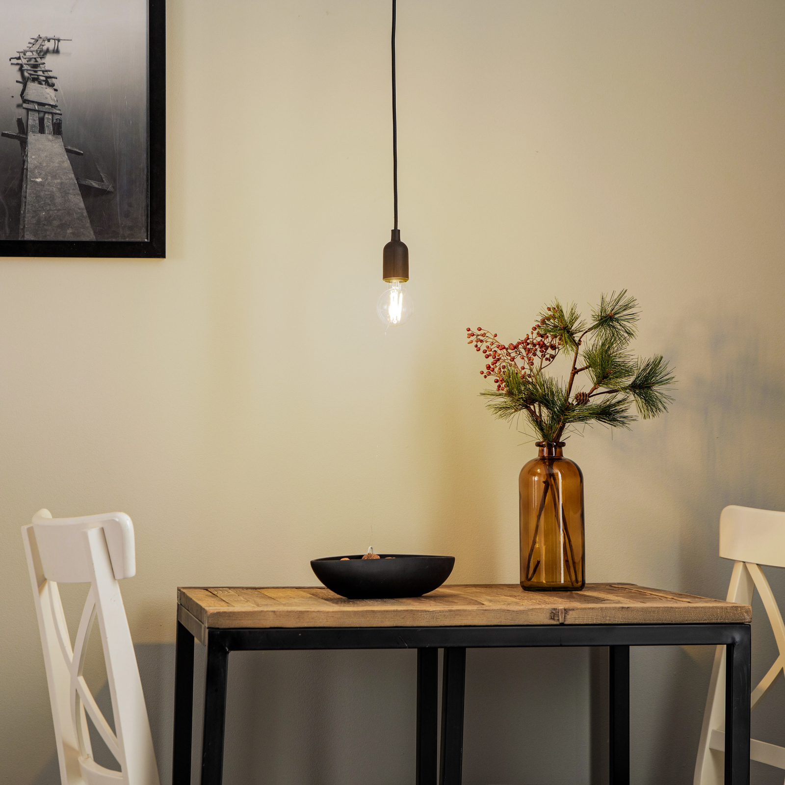 Pendellampa Silicone endast med uttag, svart